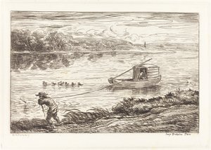 Le Mousse tirant le cordeau - Charles Francois Daubigny