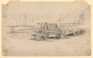 Dessin, chariot de ferme, vers 1850 - Charles Francois Daubigny