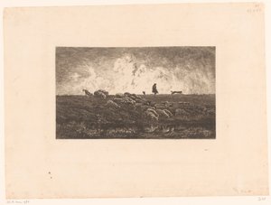 Paysage avec berger et moutons sous une averse - Charles Francois Daubigny
