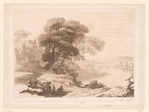 Paysage avec bergers et bétail au bord d
