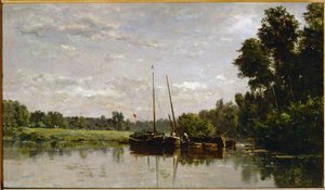 Les péniches ... - Charles Francois Daubigny