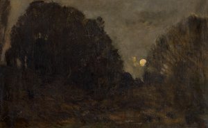 Lever de lune à Barbizon (huile sur toile)
