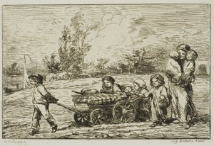 Déménagement avec le chariot (Les meubles du bateau) - Charles Francois Daubigny