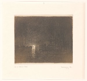 Vue nocturne sur un lac (effet de nuit)