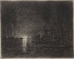 Nightpiece, impression originale 1862, imprimée en 1921 - Charles Francois Daubigny