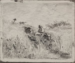 Chemin à travers le champ de blé, impression originale 1862, imprimée en 1921