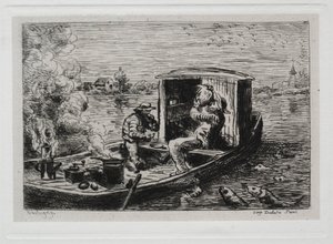 Le voyage en bateau : Festin ou déjeuner sur le bateau, 1861