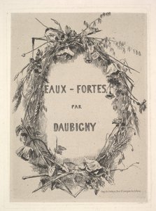 Couronne de fleurs sauvages, titre pour Eaux-Fortes par Daubigny - Charles Francois Daubigny