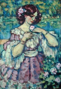 Dame avec une rose