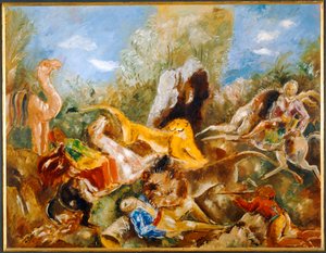 La chasse au lion - The lion-hunt … (oil on paper) - Charles Georges Dufresne