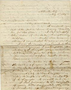 Lettre signée C. Gibson [Charles Gibson], Atlantic City, au gouverneur Gamble [Hamilton R. Gamble], 2 août 1861