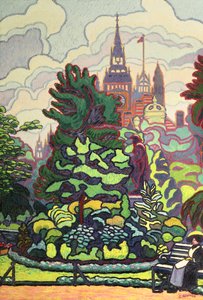 Jardins le long de Victoria Embankment - Charles Ginner