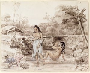 Tahitiens se baignant, 1844 - Charles Giraud