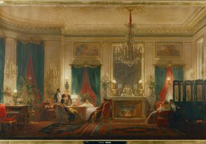 Le salon de la princesse Mathilde, fille du roi Jérôme et de la reine Catherine de Wurtemberg, rue de Courcelle à Paris ... (huile sur toile) - Charles Giraud