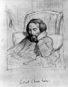 Heinrich Heine (1797-1856), écrivain allemand. Dessin de Charles Gleyre