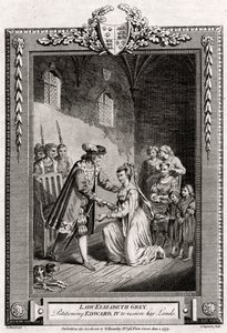 Lady Elizabeth Grey, suppliant Édouard IV de lui restituer ses terres - Charles Grignion