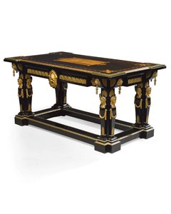 Table Napoléon III, conçue par Jean Brandely, marqueterie par E. Varlot, Paris, vers 1850-75