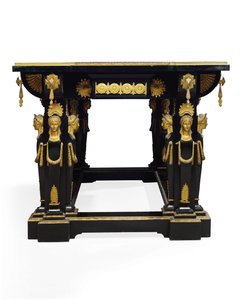 Table Napoléon III, conçue par Jean Brandely, marqueterie par E. Varlot, Paris, vers 1850-75