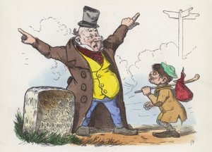 Homme donnant des directions confuses à un voyageur sur la route de Londres - Charles Henry (after) Bennett