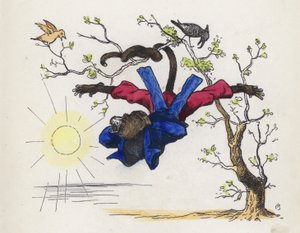 Singe suspendu à un arbre par sa queue - Charles Henry (after) Bennett
