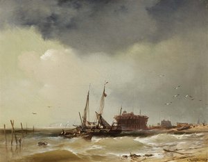Atterrissage des bateaux de pêche sur une plage