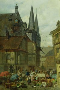 Le marché à Wernigerode, 1861 - Charles Hoguet