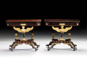 Deux tables à cartes classiques sculptées, c.1815
