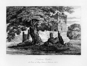 Château de Lochleven, Écosse, la prison de Marie, reine des Écossais, 1840