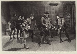 Scène de la représentation de Henry IV, Partie I, par le Irving Dramatic Club au Lyceum Theatre - Charles J. Staniland