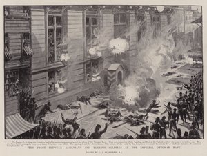 Le combat entre Arméniens et soldats turcs à la Banque impériale ottomane - Charles J. Staniland