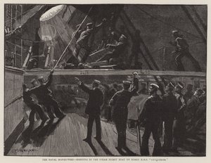 Les manœuvres navales, hissage du bateau à vapeur à bord du HMS Conqueror