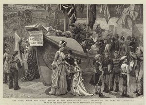 Le bazar rouge, blanc et bleu au Hall agricole, ouvert par le duc de Connaught
