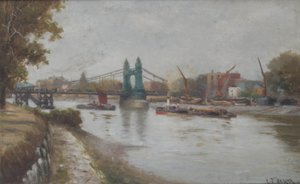 Pont de Hammersmith - le présent - après 1887 - vue depuis la rive du Surrey - Charles John de Lacy