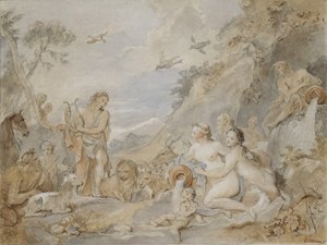 Orphée charmant les nymphes, dryades et animaux, 1757