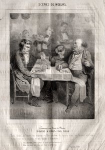 Scènes de mœurs : Comment on dîne à Paris. Dîners à vingt-cinq sous. Trois plats au choix du traiteur - Charles Joseph Traviès de Villers