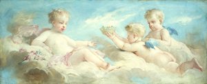 Putti folâtrant dans les nuages