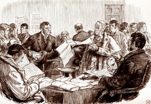 Scène dans un tribunal foncier irlandais