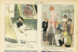 Illustration de Chas-Laborde (1886-1941) dans Le Rire, 21/03/08 - Méli-Mélo - Art, Enseignement, Nudité - Modèle (qui pose)