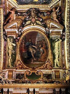 Patronage des arts en 1663, peinture au plafond de la Galerie des Glaces - Charles Le Brun