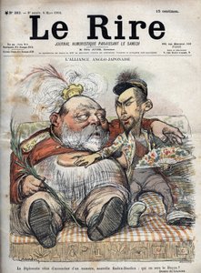 Alliance anglo-japonaise (1902) La diplomatie vient de donner naissance à un monstre, nouveau Radica-Doodica : qui sera le doyen ? - Roi Édouard VII - CARICATURE 1902 par Charles LEANDRE (1862-1934) pour Le Rire - Charles Leandre