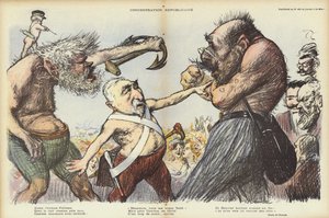 Émile Combes tentant de séparer Camille Pelletan et Maurice Rouvier, illustration pour Le Rire