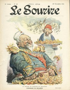 Illustration de Charles Leandre pour la couverture de Le Smile, N° 48, 28/11/12 - Le sourire du mangeur de croissants