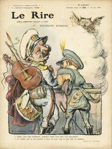 Illustration de Charles Léandre (1862-1934) pour la couverture de Le Rire, 26/06/09 - Touchante interview - Musique, guitare - Guillaume II, Nicolas II