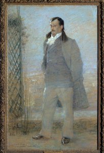 Portrait en pied de Georges Courteline (1858-1929) romancier et dramaturge français en 1898. Peinture de Charles Léandre (1862-1934). 1898. Musée des Beaux-Arts de Tours - Charles Leandre