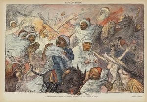 Satire sur la visite du Kaiser Wilhelm II à Tanger en 1905. Illustration pour Le Rire