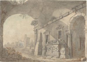 Ruines romaines avec un sépulcre - Charles Louis Clerisseau