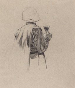 Un homme barbu avec un verre de vin - Charles Louis Lucien Muller