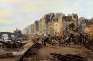 Pont Marie et port Saint-Paul vers 1825. Vue de Paris (détail)