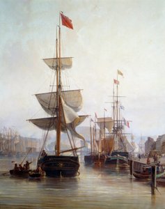 Navire dans le port de Rouen en 1855 (détail)