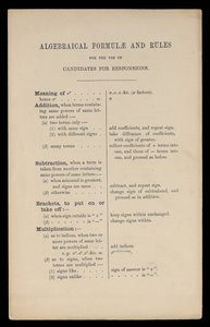 Formules et Règles Algébriques pour les Candidats aux Responsions, Oxford University Press - Charles Lutwidge Dodgson
